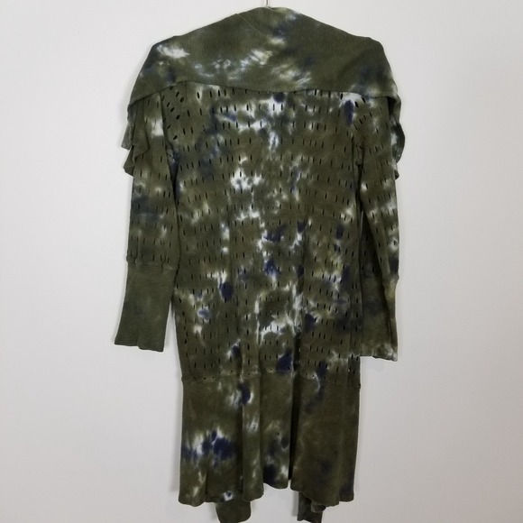 XCVI Wearables Cardigan Sz  XL Waterfall Tie Dye Artsy Lagenloo Topper Open Knit - Picture 5 of 10